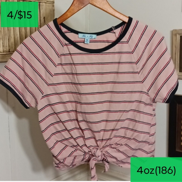 she + sky striped cropped top - Picture 1 of 5